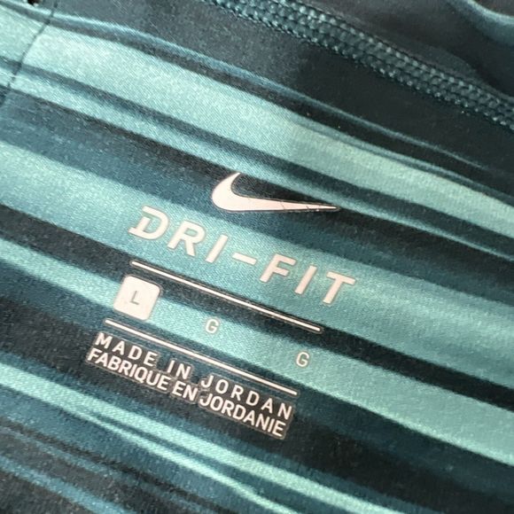 Nike Leggings Women Large Green Striped Legend Pant Dri-Fit Cropped Activewear - Picture 3 of 13